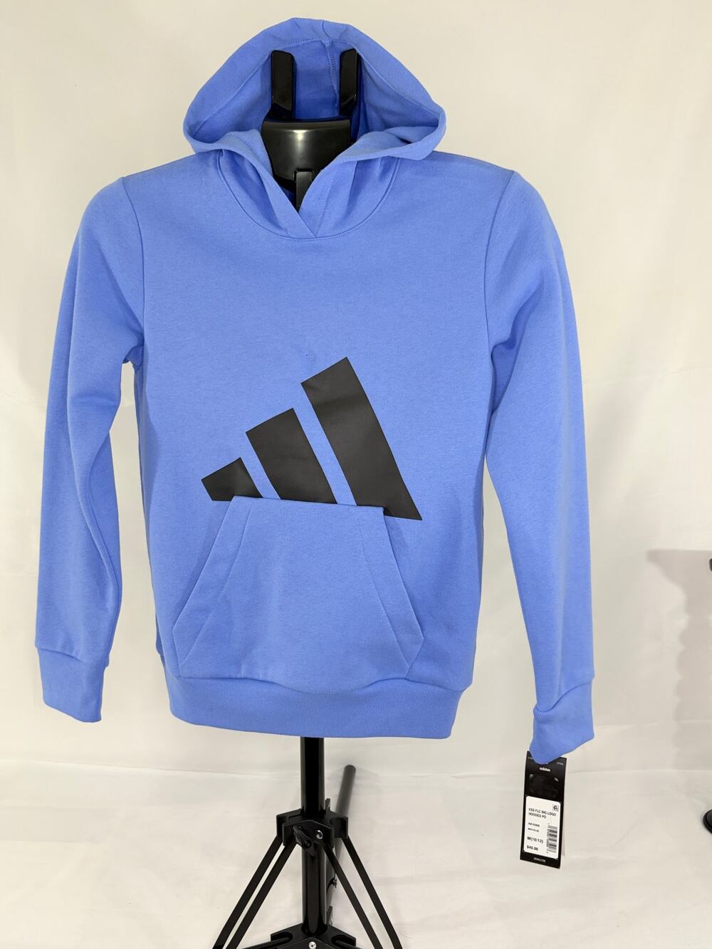 Adidas Youth Big Logo Pullover Hoodie Medium 10/12 Blue NWT